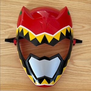 Red Power Ranger kids sized plastic mask , elastic strap